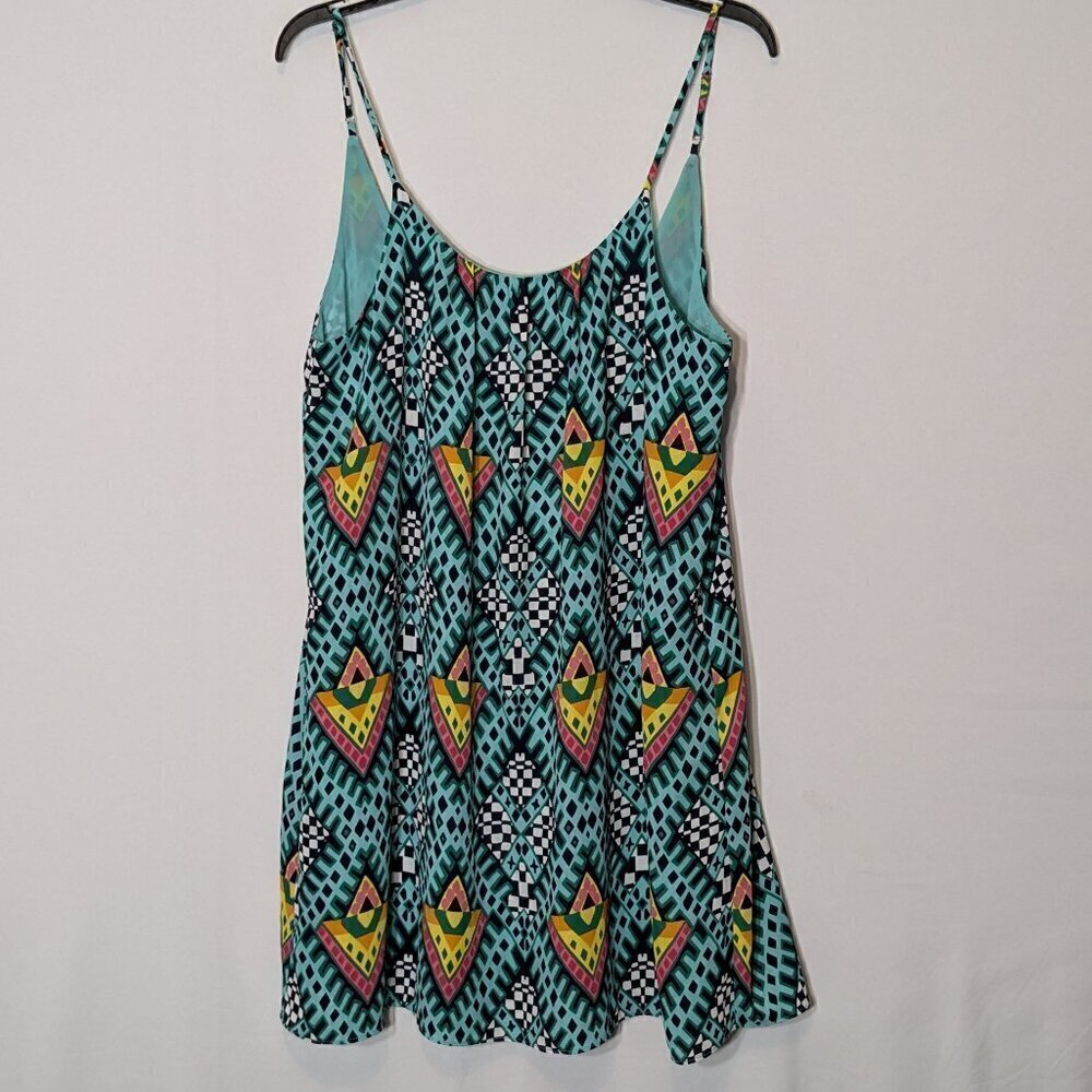 BUDDY LOVE Teal/Pink Lined Chiffon Relaxed Fit Tank Top; Size M